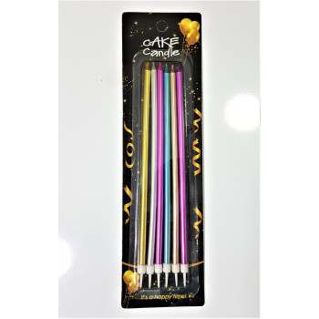 6 LI İNCE UZUN RENKLİ MUM 15CM