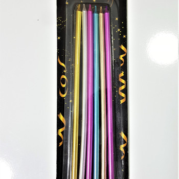 6 LI İNCE UZUN RENKLİ MUM 15CM 6 LI İNCE UZUN RENKLİ MUM 15CM