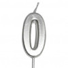 KÜÇÜK BOY 0 RAKAM GÜMÜŞ MUM 8CM