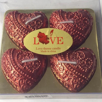 4LÜ KALP ASETAT KUTULU KIRMIZI MUM 4LÜ KALP ASETAT KUTULU KIRMIZI MUM