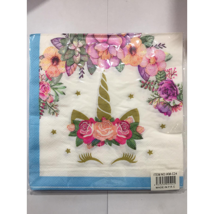 20 Lİ BOYNUZLU ONİCORN MAVİ PEÇETE