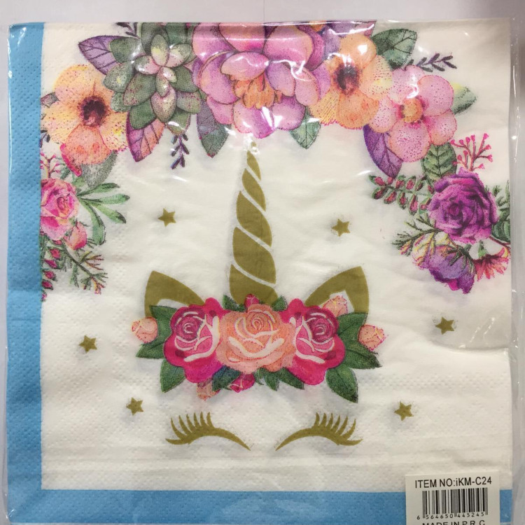 20 Lİ BOYNUZLU ONİCORN MAVİ PEÇETE