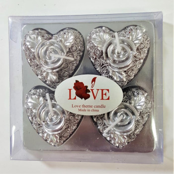 4LÜ KALP ASETAT KUTULU GÜMÜŞ MUM 4LÜ KALP ASETAT KUTULU GÜMÜŞ MUM