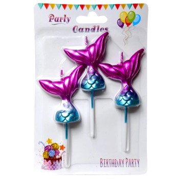 KÜÇÜK 3 LÜ ÇUBUKLU DENİZ KIZI KUYRUĞU FİGÜRLÜ MUM KÜÇÜK 3 LÜ ÇUBUKLU DENİZ KIZI KUYRUĞU FİGÜRLÜ MUM