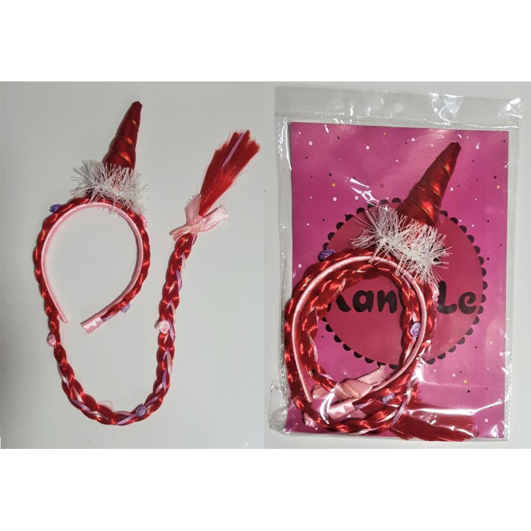 BOYNUZLU UNİCORN KIRMIZI SAÇLI TAÇ