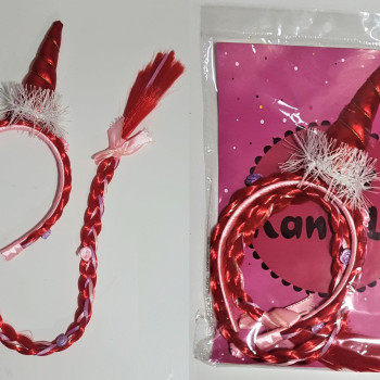 BOYNUZLU UNİCORN KIRMIZI SAÇLI TAÇ