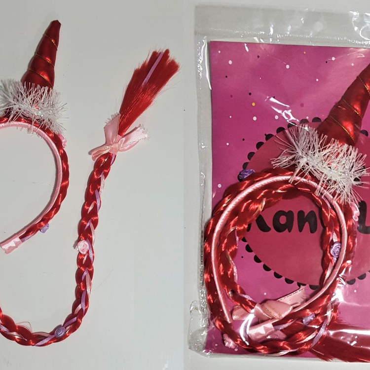 BOYNUZLU UNİCORN KIRMIZI SAÇLI TAÇ