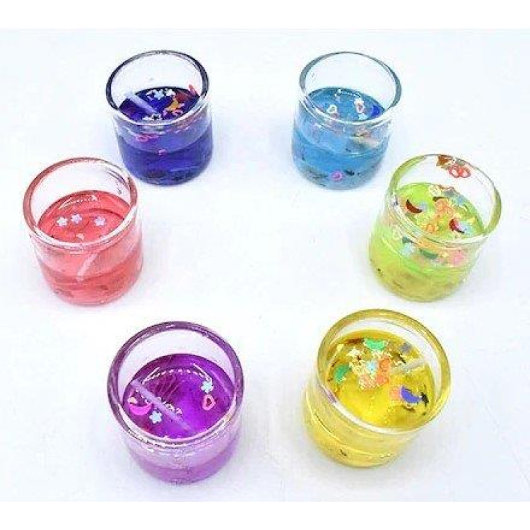 6 LI JEL DENİZ ÜRÜNLÜ CAMDAN BÜYÜK ASETAT KUTULU NATUREL RENGARENK MUM