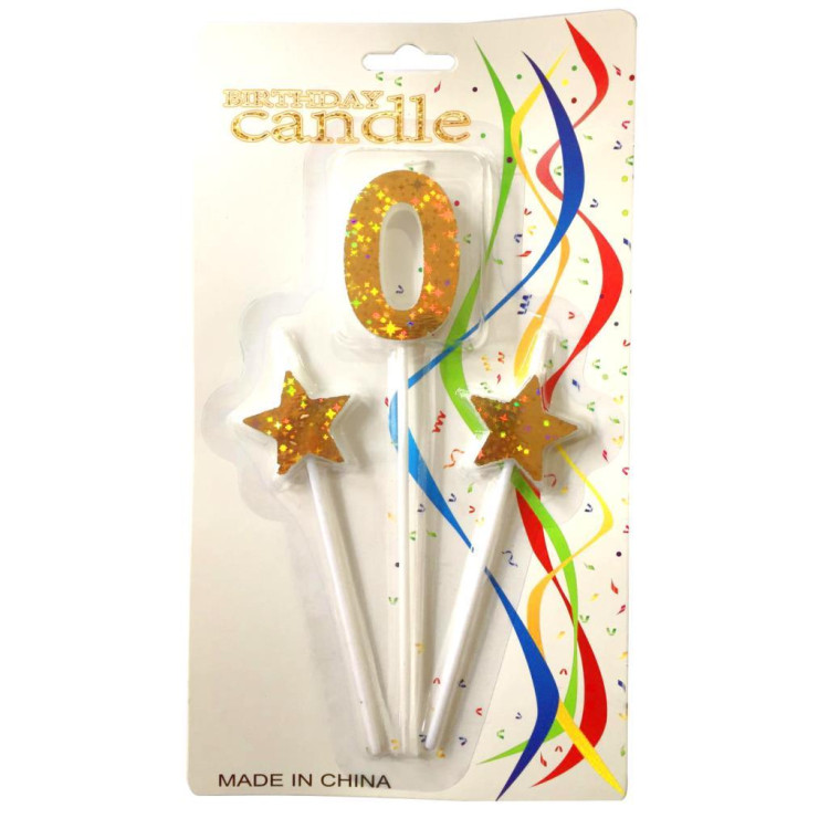ÇUBUKLU YILDIZLI 0 RAKAM GOLD MUM PK:12