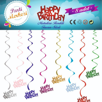 METALİZE RENKLİ HAPPY BİRTHDAY TAVAN SÜSÜ METALİZE RENKLİ HAPPY BİRTHDAY TAVAN SÜSÜ