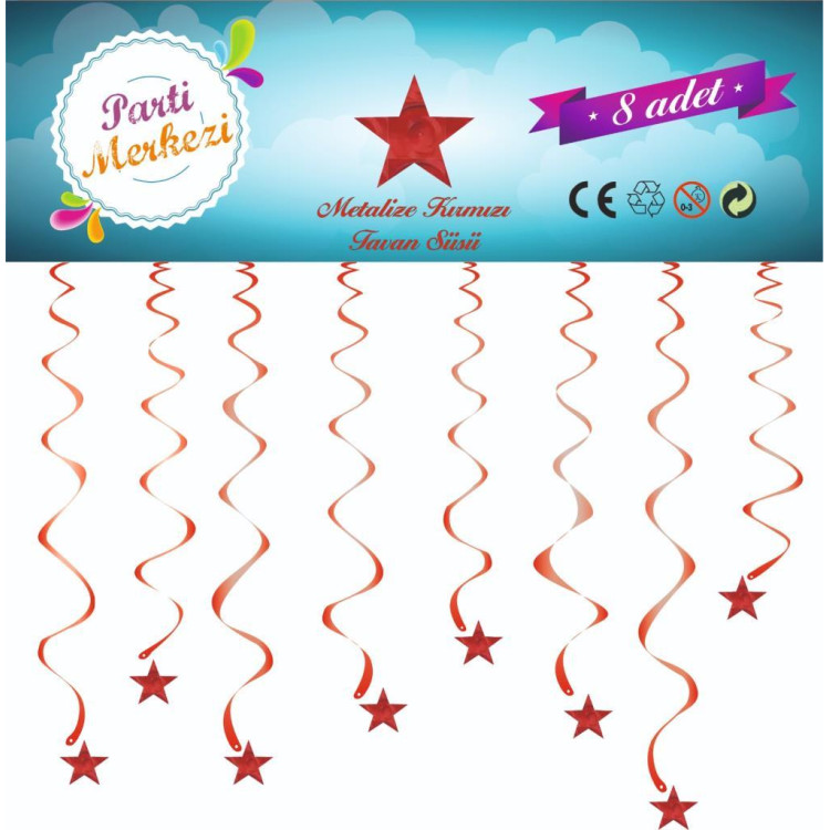 METALİZE KIRMIZI YILDIZ TAVAN SÜSÜ