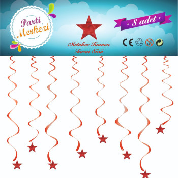 METALİZE KIRMIZI YILDIZ TAVAN SÜSÜ