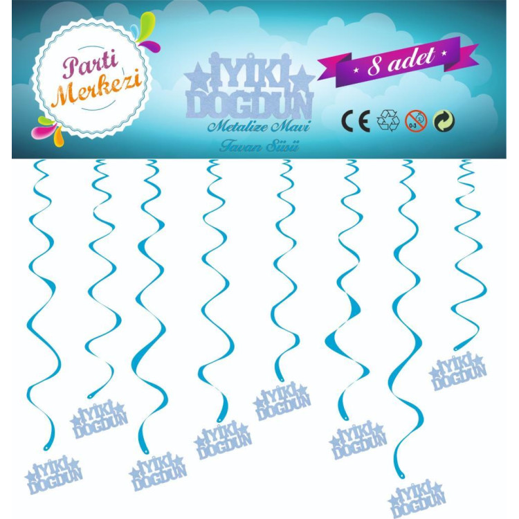 METALİZE MAVİ İYİKİ DOĞDUN TAVAN SÜSÜ