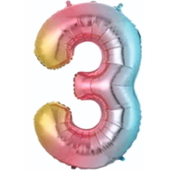 3- RAKAM 34 İNC GÖKKUŞAĞI RENK BALON 76 CM