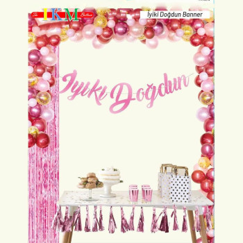 BANNER EL YAZILI İYİKİ DOĞDUN PEMBE UZAR YAZI BANNER EL YAZILI İYİKİ DOĞDUN PEMBE UZAR YAZI