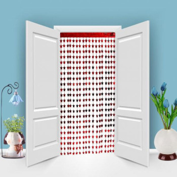 METALİZE YILDIZ KIRMIZI KAPI PERDESİ 2*1m METALİZE YILDIZ KIRMIZI KAPI PERDESİ 2*1m