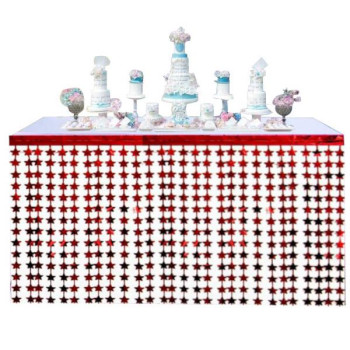 METALİZE YILDIZ KIRMIZI MASA ETEĞİ 70*300cm