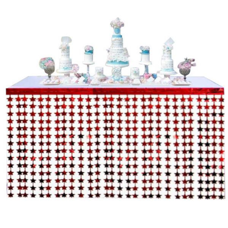 METALİZE YILDIZ KIRMIZI MASA ETEĞİ 70*300cm