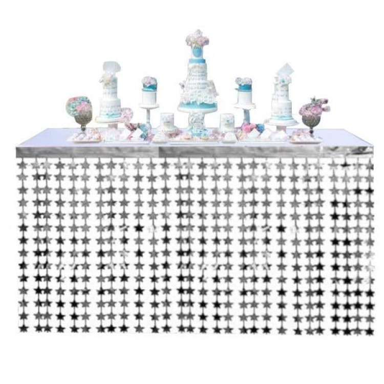 METALİZE YILDIZ GÜMÜŞ MASA ETEĞİ 70*300cm