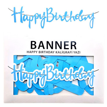 BANNER EL YAZILI HAPPY BİRTHDAY MAVİ UZAR YAZI BANNER EL YAZILI HAPPY BİRTHDAY MAVİ UZAR YAZI