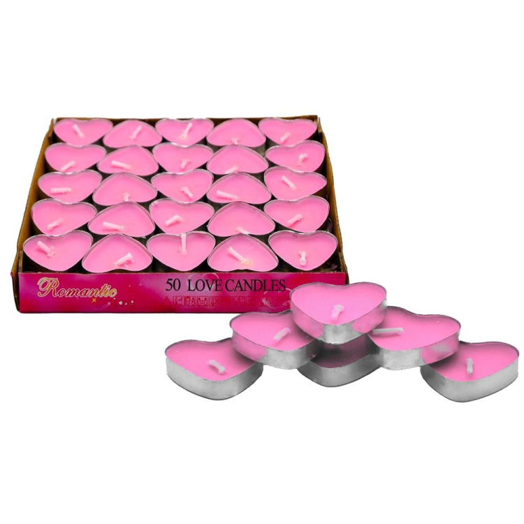 50 Lİ TEALİGT PEMBE KALP MUM KL:40 50 Lİ TEALİGT PEMBE KALP MUM KL:40
