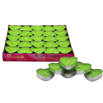 50 Lİ TEALİGT YEŞİL KALP MUM KL:40 50 Lİ TEALİGT YEŞİL KALP MUM KL:40
