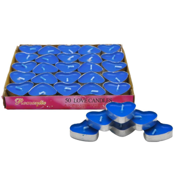 50 Lİ TEALİGT MAVİ KALP MUM KL:40 50 Lİ TEALİGT MAVİ KALP MUM KL:40