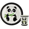 8 Lİ PANDA BASKILI TABAK BARDAK SET