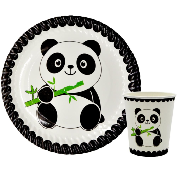 8 Lİ PANDA BASKILI TABAK BARDAK SET 8 Lİ PANDA BASKILI TABAK BARDAK SET