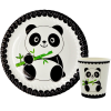 8 Lİ PANDA BASKILI TABAK BARDAK SET