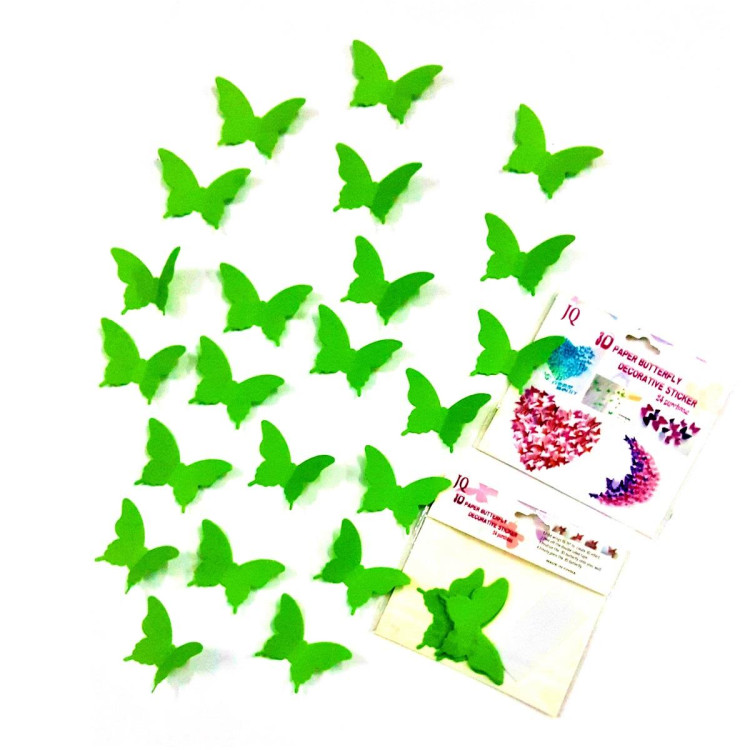 KELEBEK YEŞİL KAĞIT SÜS 24 LÜ