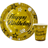 8 Lİ HAPPY BİRTHDAY GOLD TABAK BARDAK SET