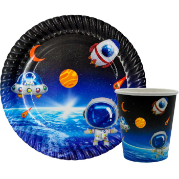 8 Lİ UZAY TEMALI TABAK BARDAK SET 8 Lİ UZAY TEMALI TABAK BARDAK SET