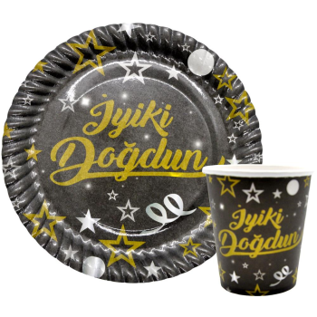 8 Lİ İYİKİ DOĞDUN SİYAH TABAK BARDAK SET 8 Lİ İYİKİ DOĞDUN SİYAH TABAK BARDAK SET