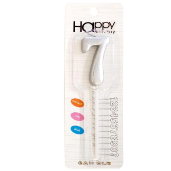 ORTA BOY 7 RAKAM GÜMÜŞ MUM 10CM PK:24 KL:600 ORTA BOY 7 RAKAM GÜMÜŞ MUM 10CM PK:24 KL:600
