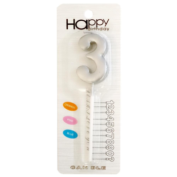 ORTA BOY 3 RAKAM GÜMÜŞ MUM 10CM PK:24 KL:600 ORTA BOY 3 RAKAM GÜMÜŞ MUM 10CM PK:24 KL:600