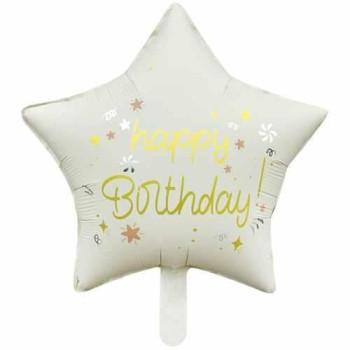 18 İNC YILDIZ HAPPY BİRTHDAY KREM FOLYO BALON 47*47 18 İNC YILDIZ HAPPY BİRTHDAY KREM FOLYO BALON 47*47