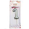 ORTA BOY 1 RAKAM GÜMÜŞ MUM 10CM PK:24 KL:600