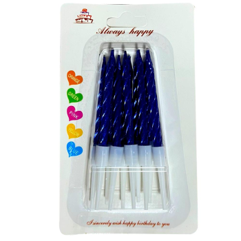 10 LU KÜÇÜK BURGULU MAVİ MUM 7.5 CM PK:50 KL:600 10 LU KÜÇÜK BURGULU MAVİ MUM 7.5 CM PK:50 KL:600