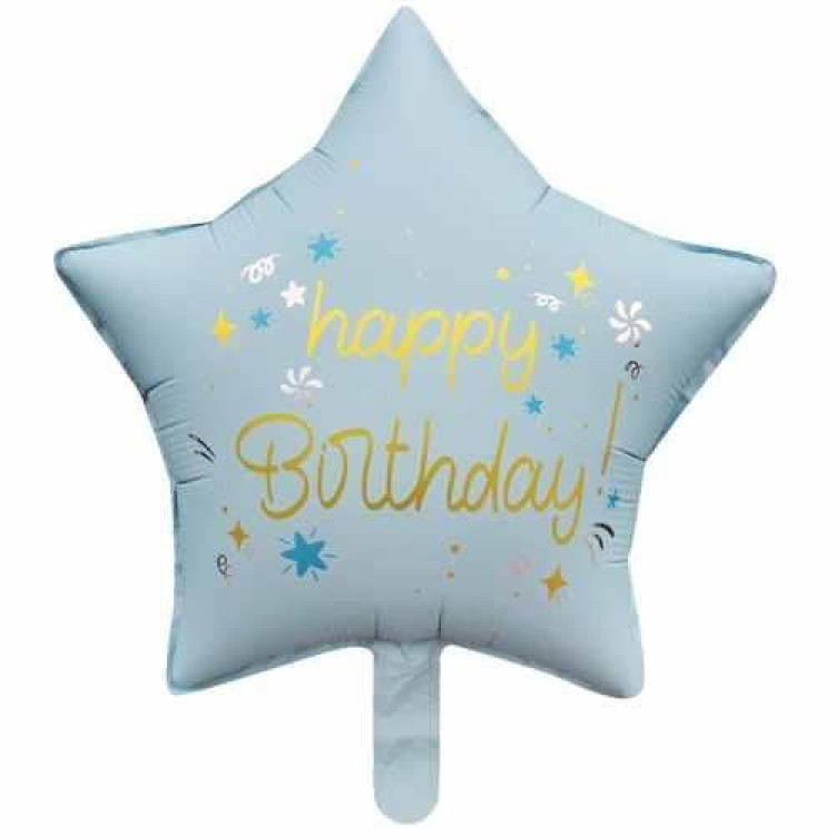 18 İNC YILDIZ HAPPY BİRTHDAY MAVİ FOLYO BALON