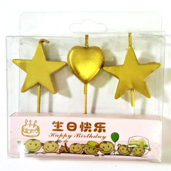 3 LÜ YILDIZ ASETATLI GOLD MUM PK:12 3 LÜ YILDIZ ASETATLI GOLD MUM PK:12