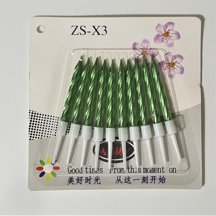 10 LU BURGULU YEŞİL MUM 7.5CM