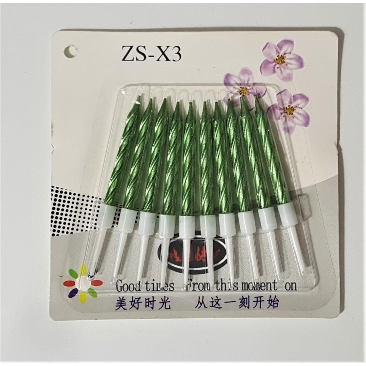 10 LU BURGULU YEŞİL MUM 7.5CM