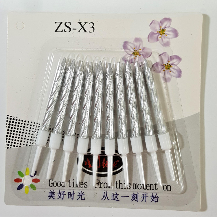 10 LU BURGULU GÜMÜŞ MUM 7.5CM