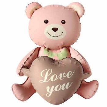 KARAMEL KALPLİ OTURAN AYI FOLYO BALON 105,5*66,5 KARAMEL KALPLİ OTURAN AYI FOLYO BALON 105,5*66,5