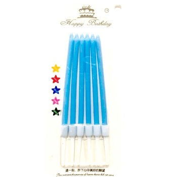 6 LI MAKARON ASETATLI MAVİ MUM PK:60