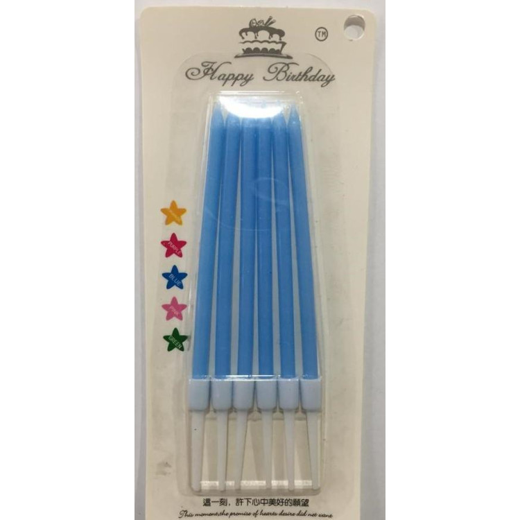 6 LI MAKARON ASETATLI MAVİ MUM PK:60