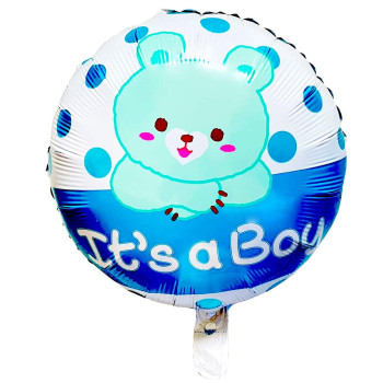 18 İNC YUVARLAK AYICIK MAVİ FOLYO BALON 43*43