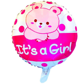 18 İNC YUVARLAK AYICIK PEMBE FOLYO BALON 43*43