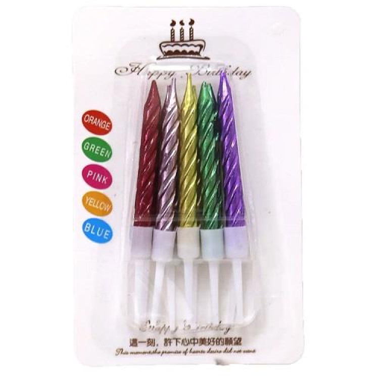 10 LU KÜÇÜK BURGULU RENKLİ MUM 7.5 CM